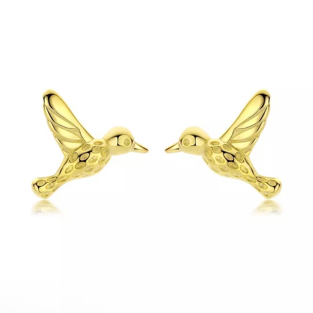 New Cute Hummingbird Bird Gold Stud Earrings Minimalist